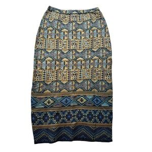Peruvian Connection Maghreb Pima Cotton Long Knit Jacquard Skirt Small NEW NWT